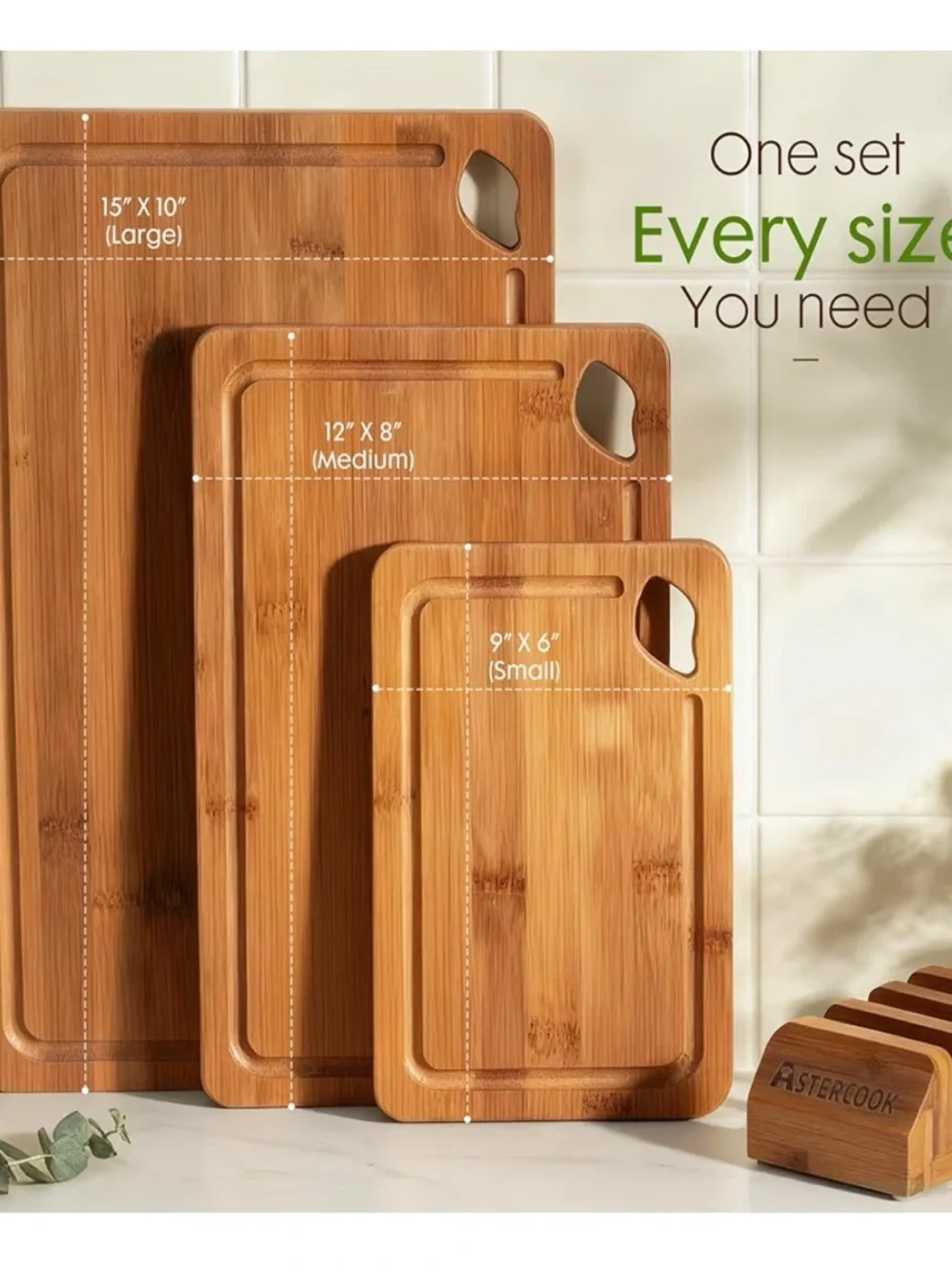Bamboo Cutting Board Set - Natural Brown